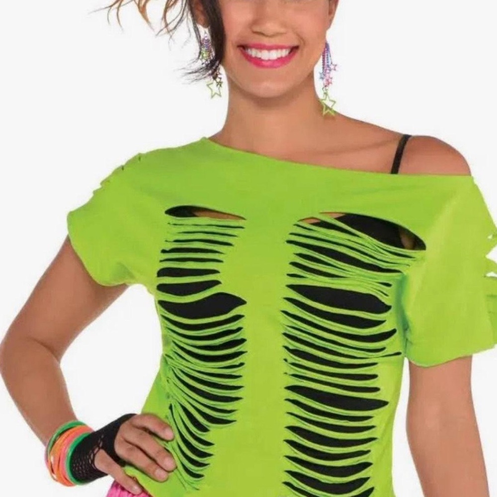 Neon Green Distressed Women's Top